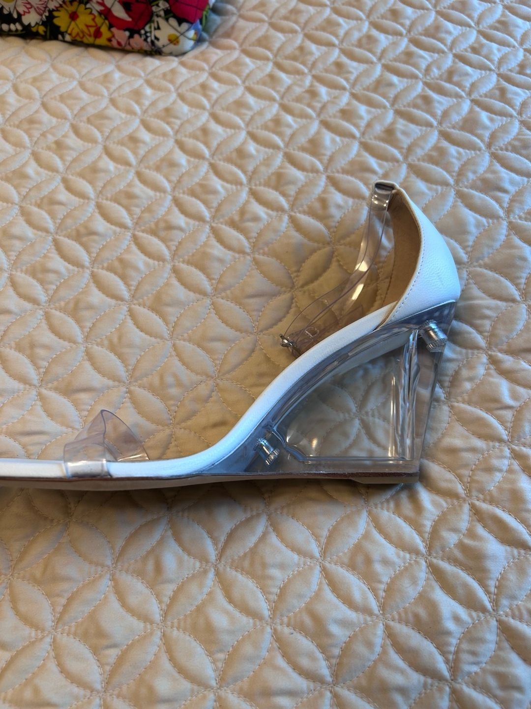 Stuart Weitzman Kristal Clear Sandals White Transparent Heel 7