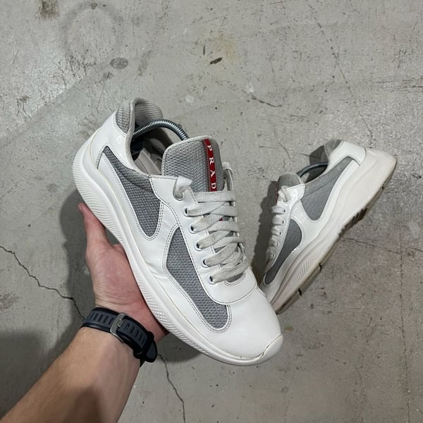 Prada America's Cup White Patent Leather Sneakers