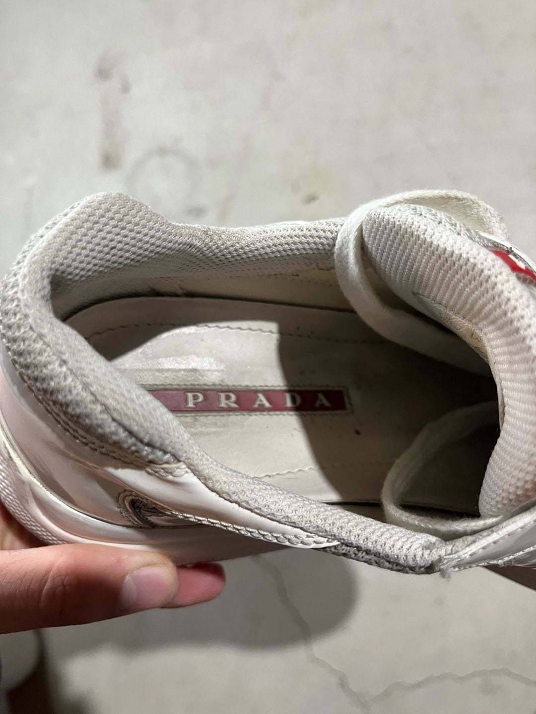 Prada America's Cup White Patent Leather Sneakers 8