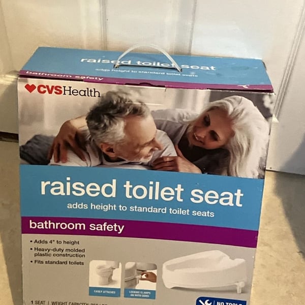 CVS Health Raised Toilet Seat with Lock White Bathroom Safety