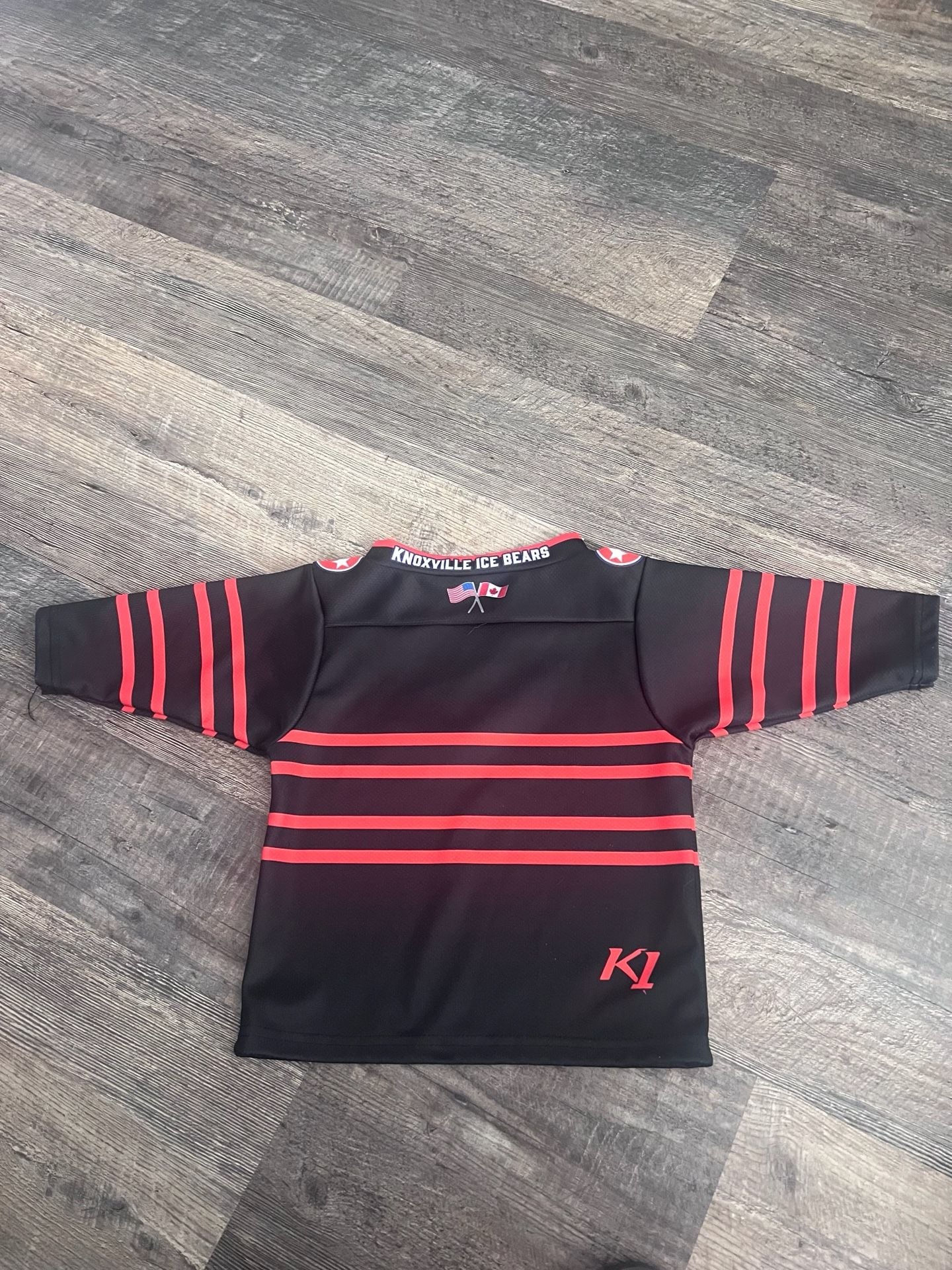 KI Knoxville Ice Bears Hockey Jersey Youth Black Red SPHL 3