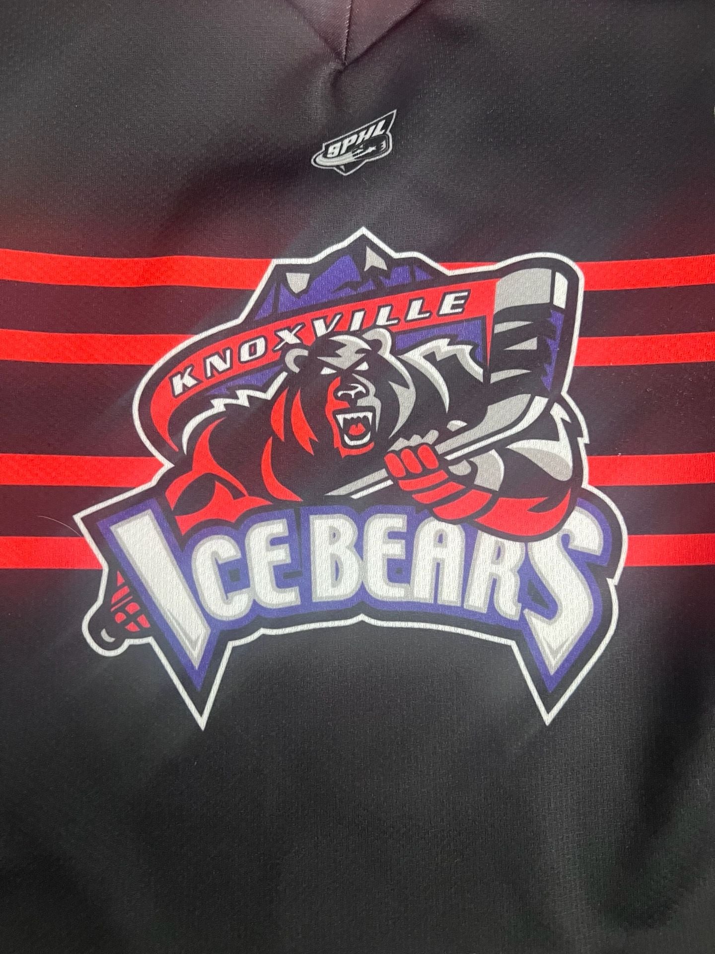 KI Knoxville Ice Bears Hockey Jersey Youth Black Red SPHL 4
