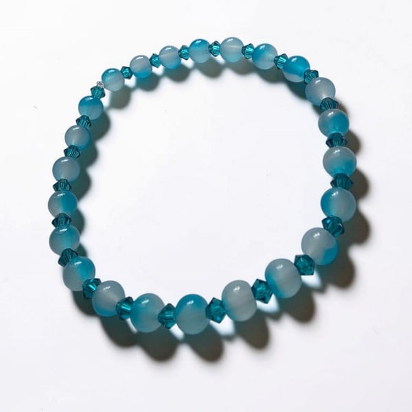 Glass & Swarovski Crystal Blue Beaded Bracelet