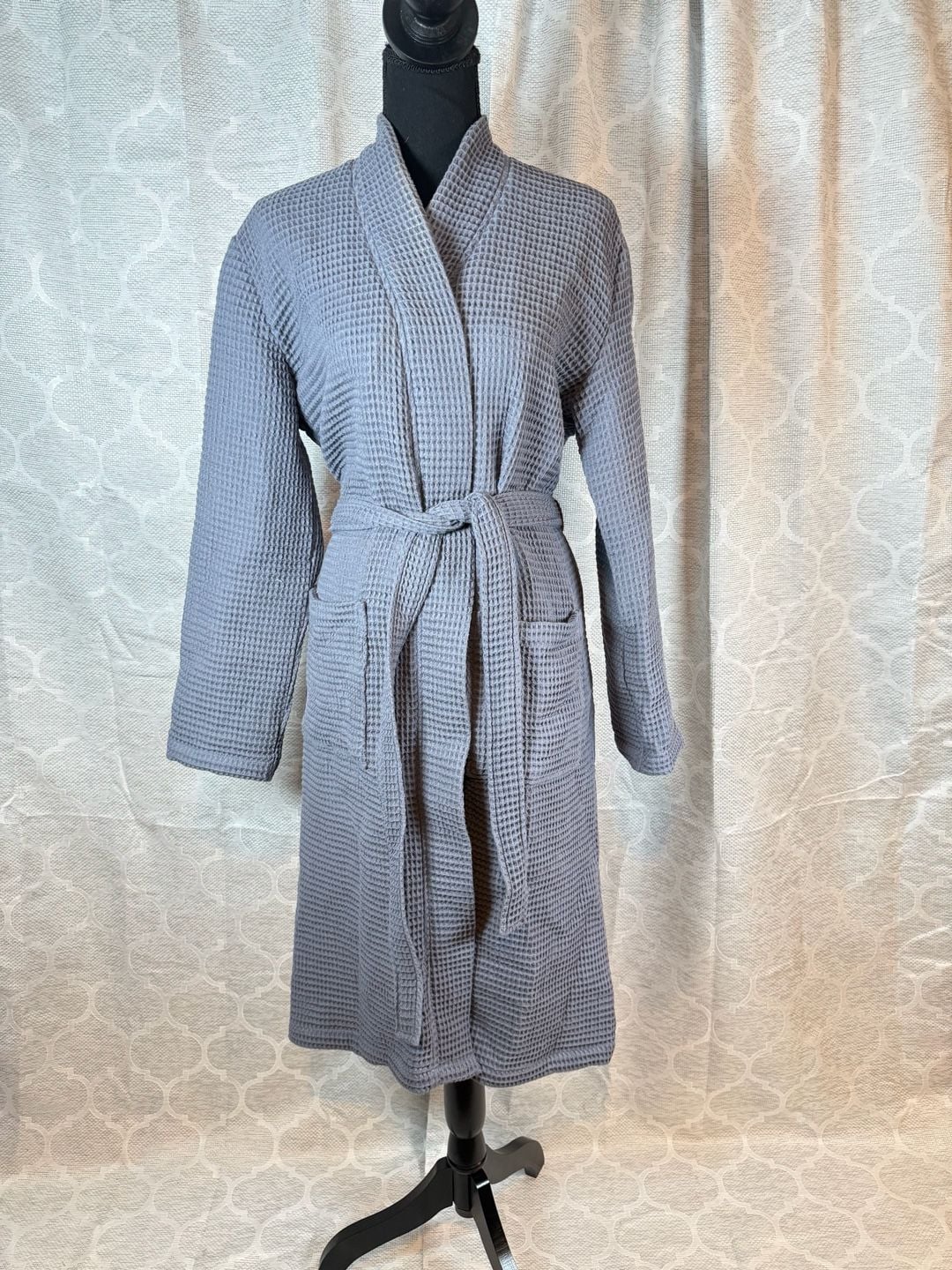 Quince Organic Cotton Turkish Waffle Robe Size XS Gray 2