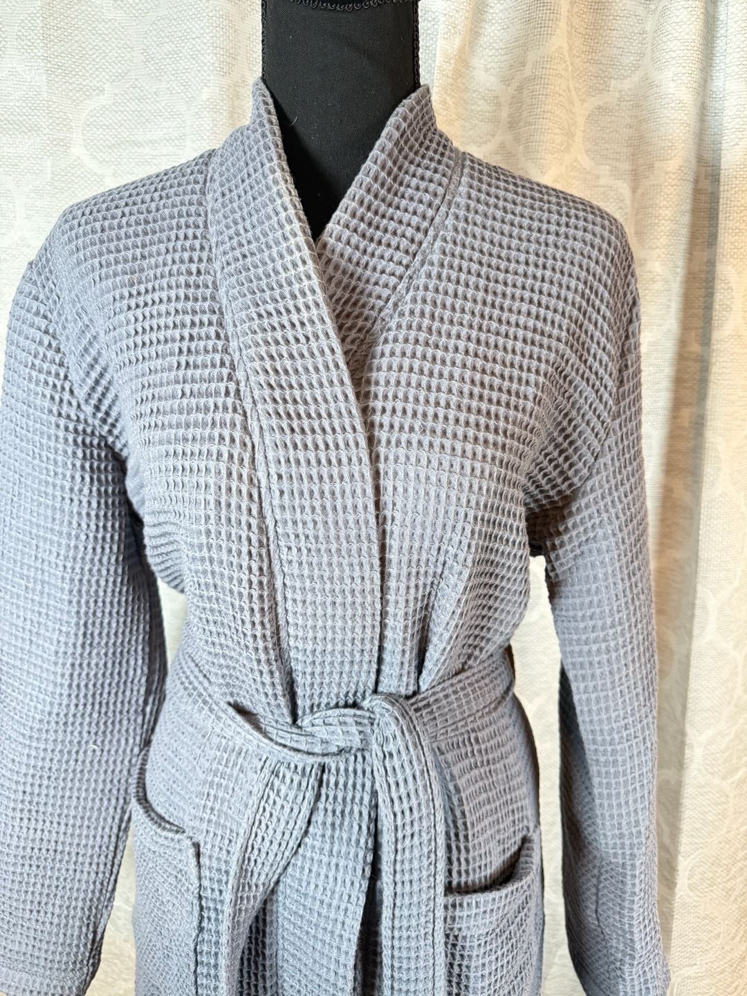 Quince Organic Cotton Turkish Waffle Robe Size XS Gray 3