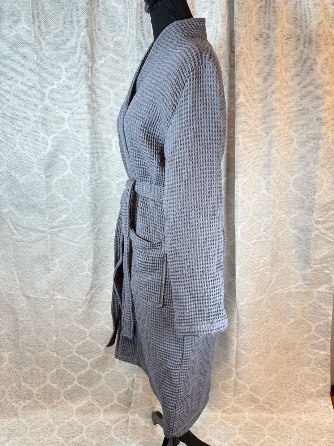 Quince Organic Cotton Turkish Waffle Robe Size XS Gray 4