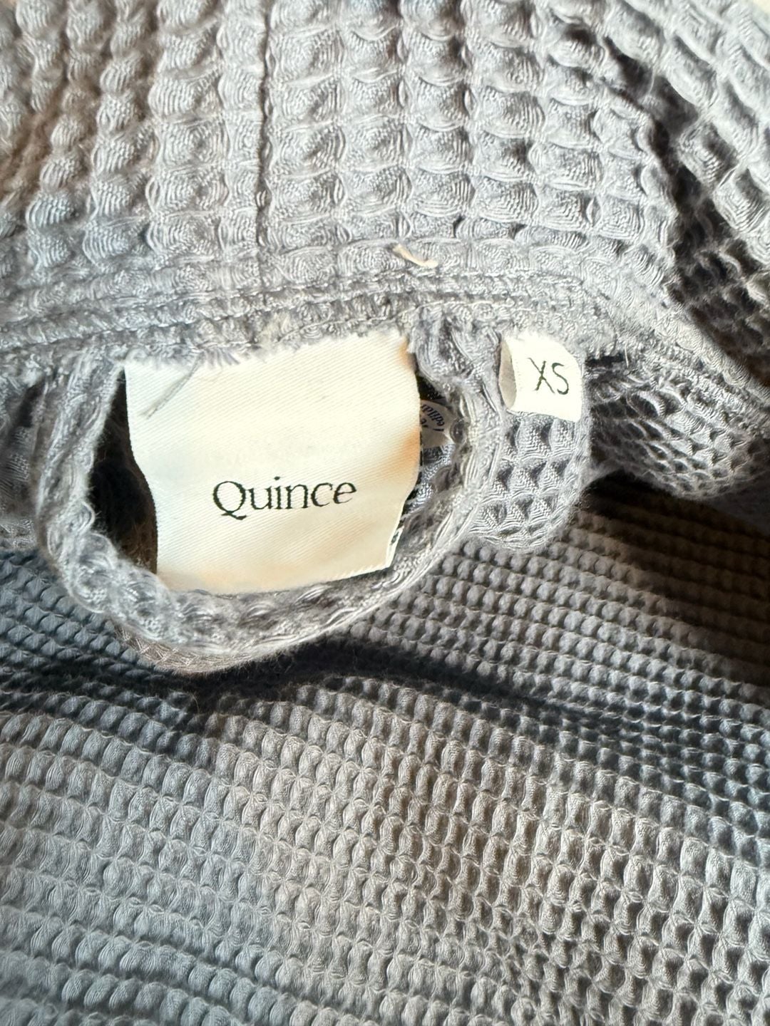 Quince Organic Cotton Turkish Waffle Robe Size XS Gray 7