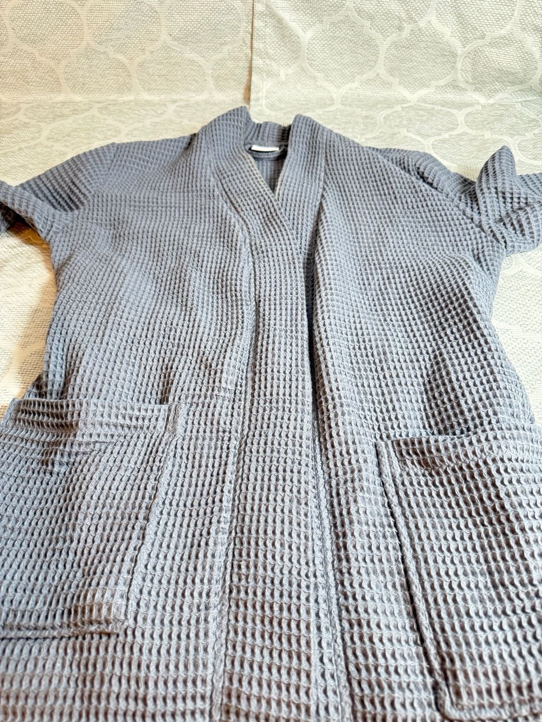 Quince Organic Cotton Turkish Waffle Robe Size XS Gray 9