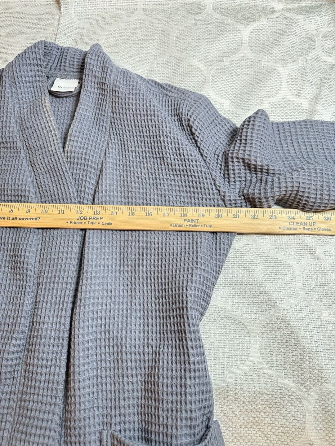 Quince Organic Cotton Turkish Waffle Robe Size XS Gray 10