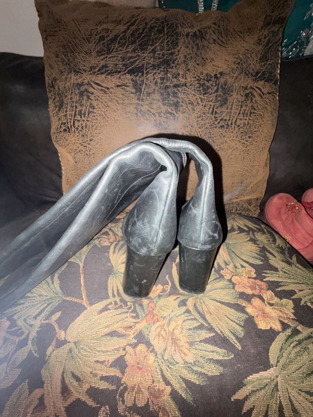 Via Spiga Knee High Boots Size 10.5M Black Leather Block Heel 3