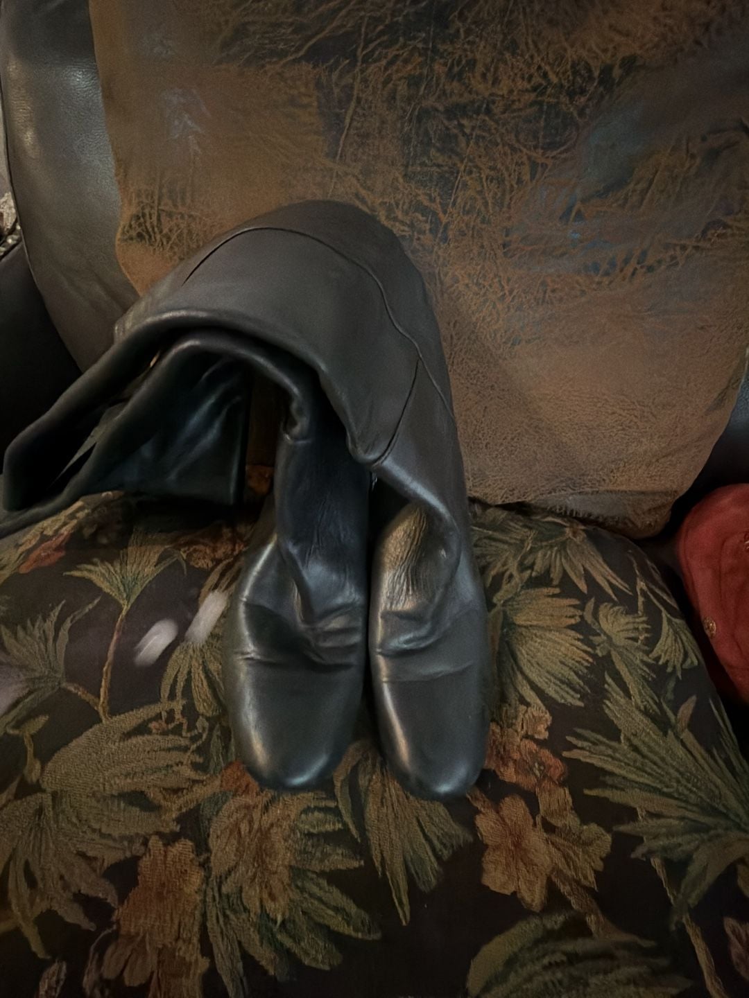 Via Spiga Knee High Boots Size 10.5M Black Leather Block Heel 4