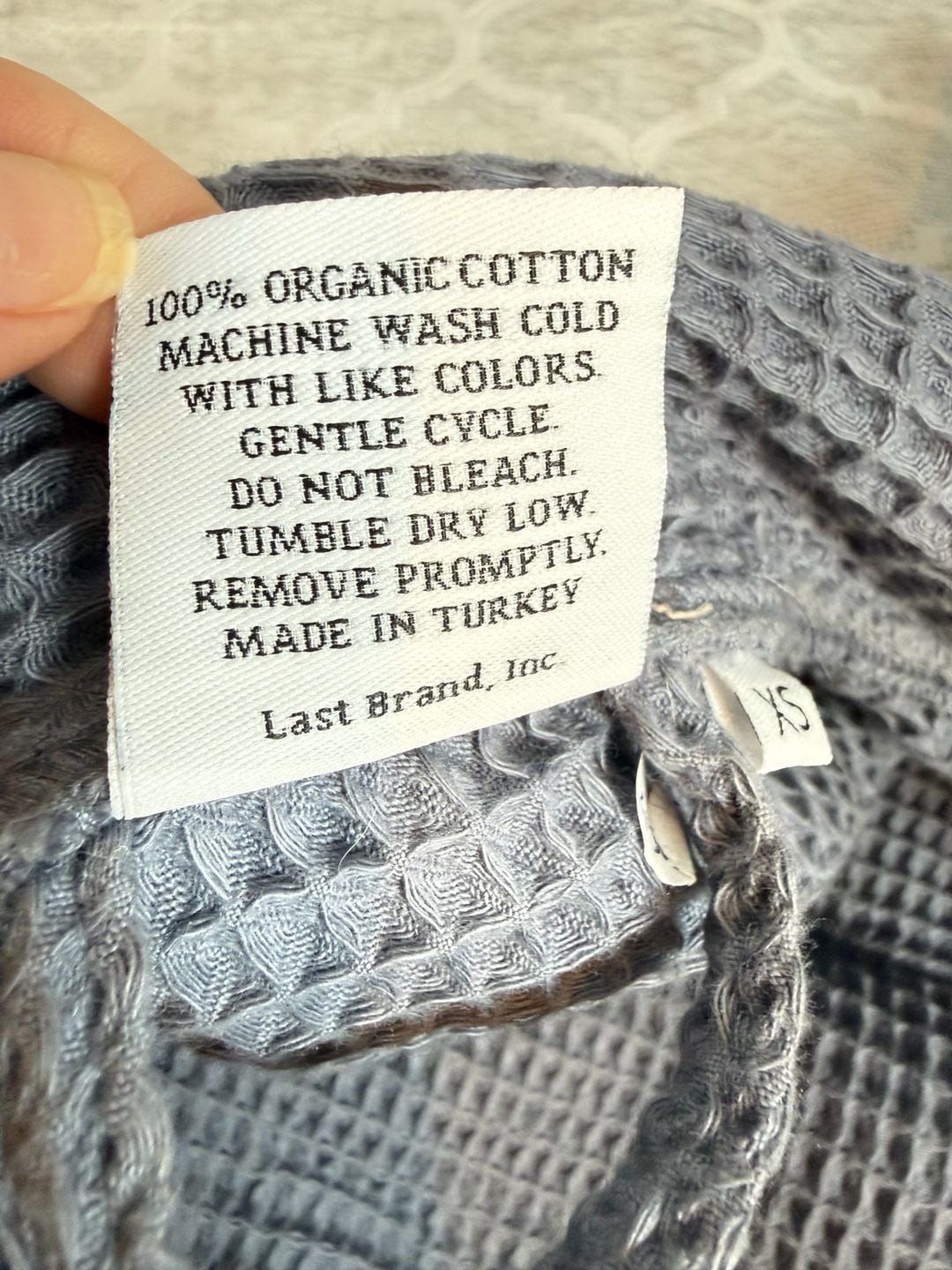 Quince Organic Cotton Turkish Waffle Robe Size XS Gray 8