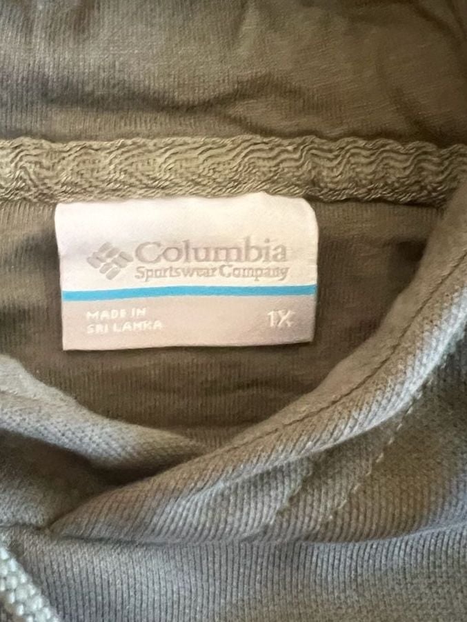 Columbia Hoodie Women’s 1X Green Graphic Logo Pullover Sweatshirt Plus Size 7