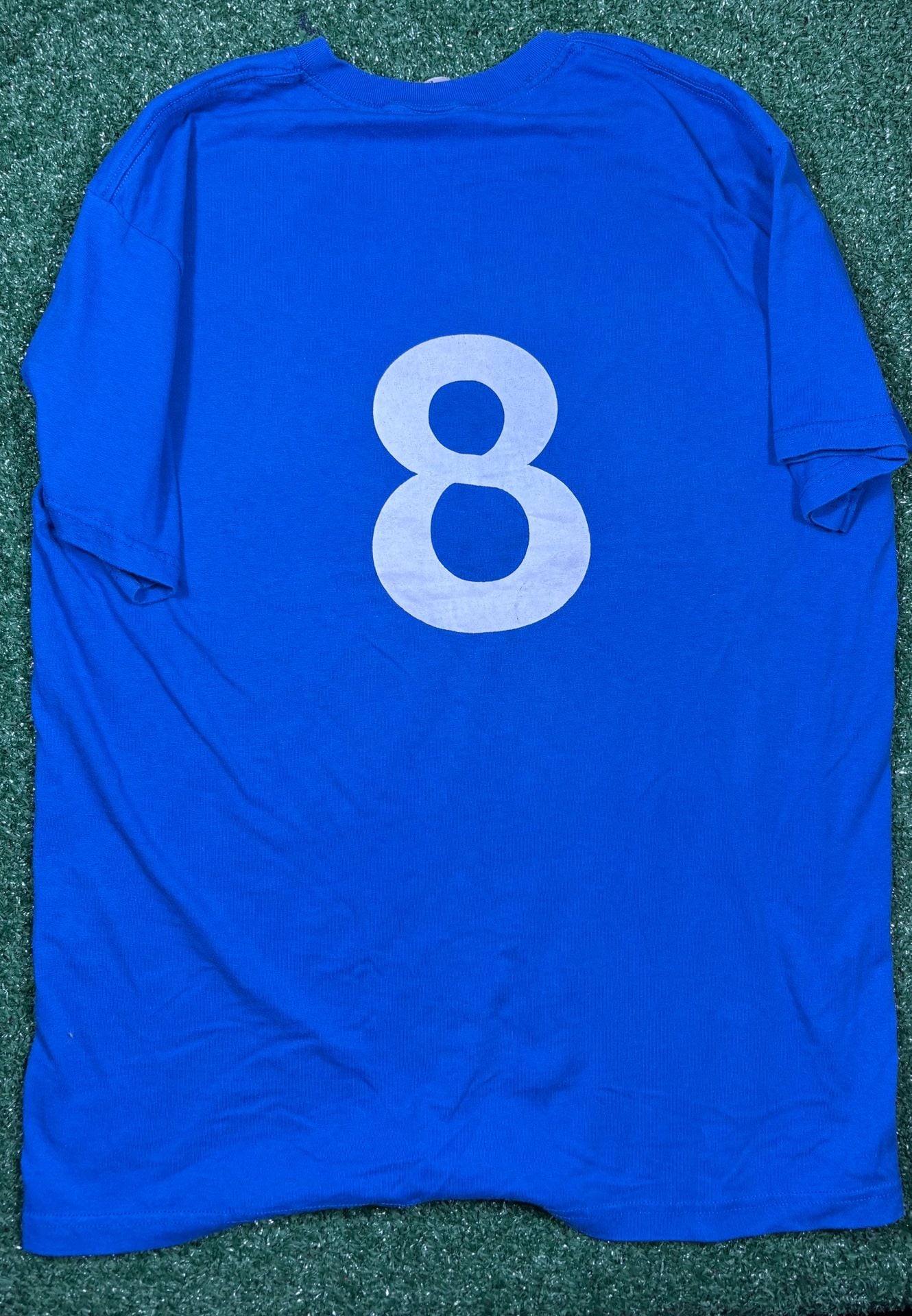 Fruit of the Loom Skate City Hockey T-Shirt Size L Blue Number 8 4