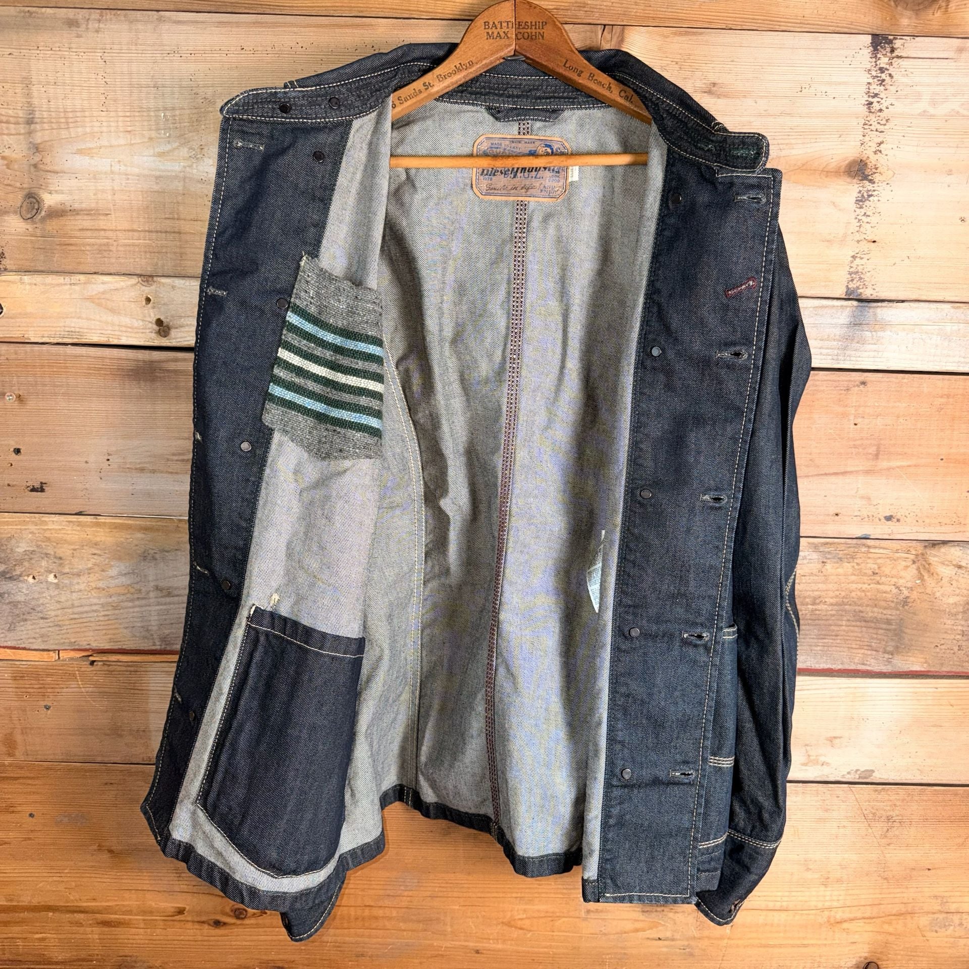 Vintage Diesel Denim Double-Breasted Jacket Size L Blue Workwear 4