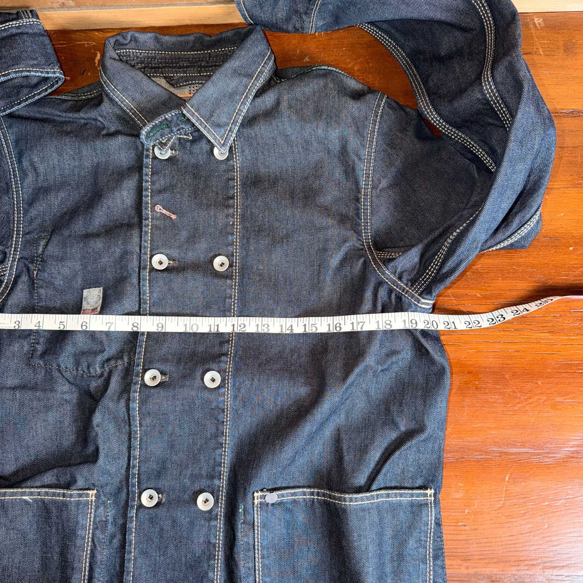 Vintage Diesel Denim Double-Breasted Jacket Size L Blue Workwear 9