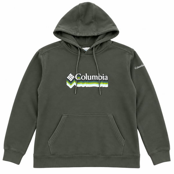 Columbia Hoodie Women’s 1X Green Graphic Logo Pullover Sweatshirt Plus Size