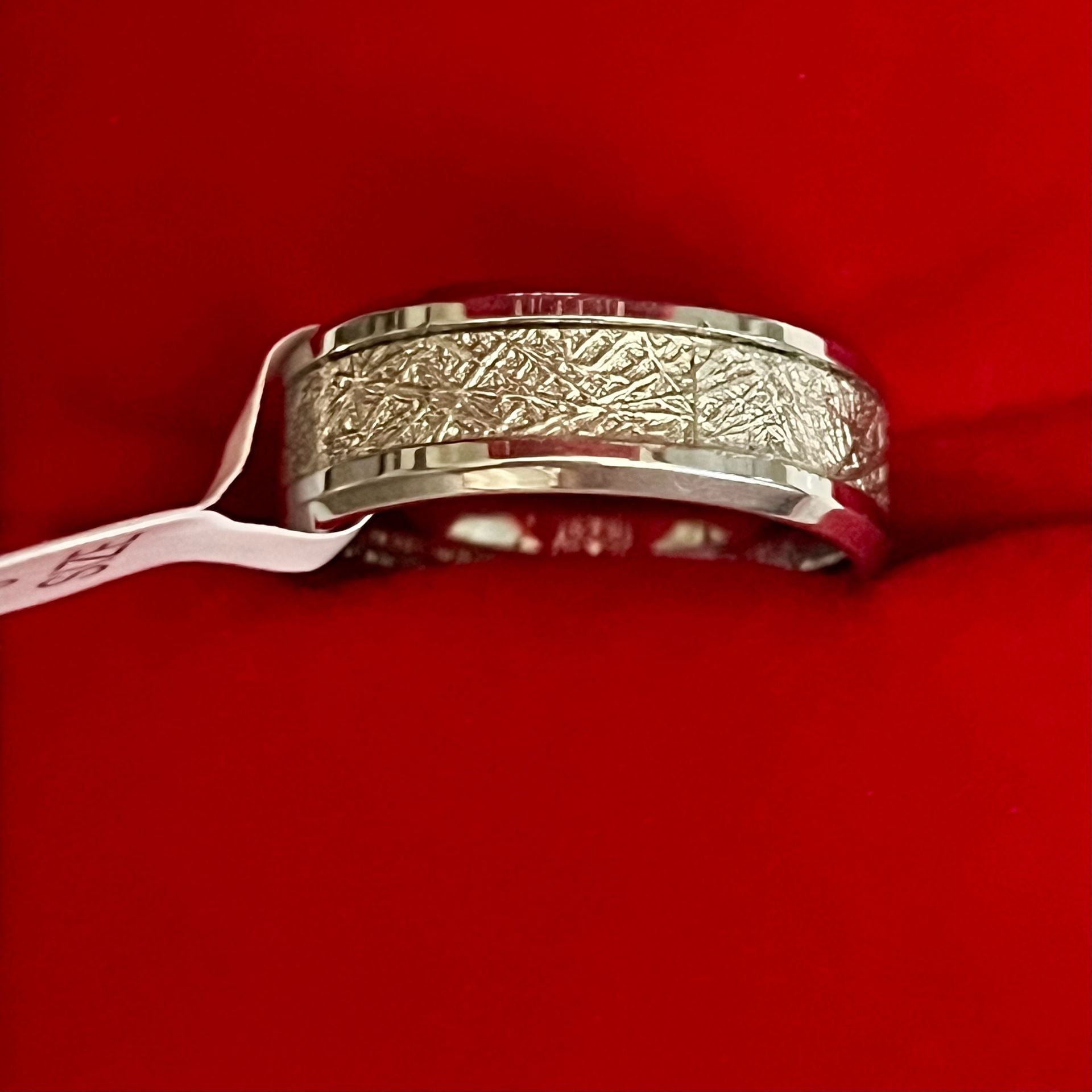 Tungsten Meteorite Inlay Polished Finish 6mm Band Size 9 3