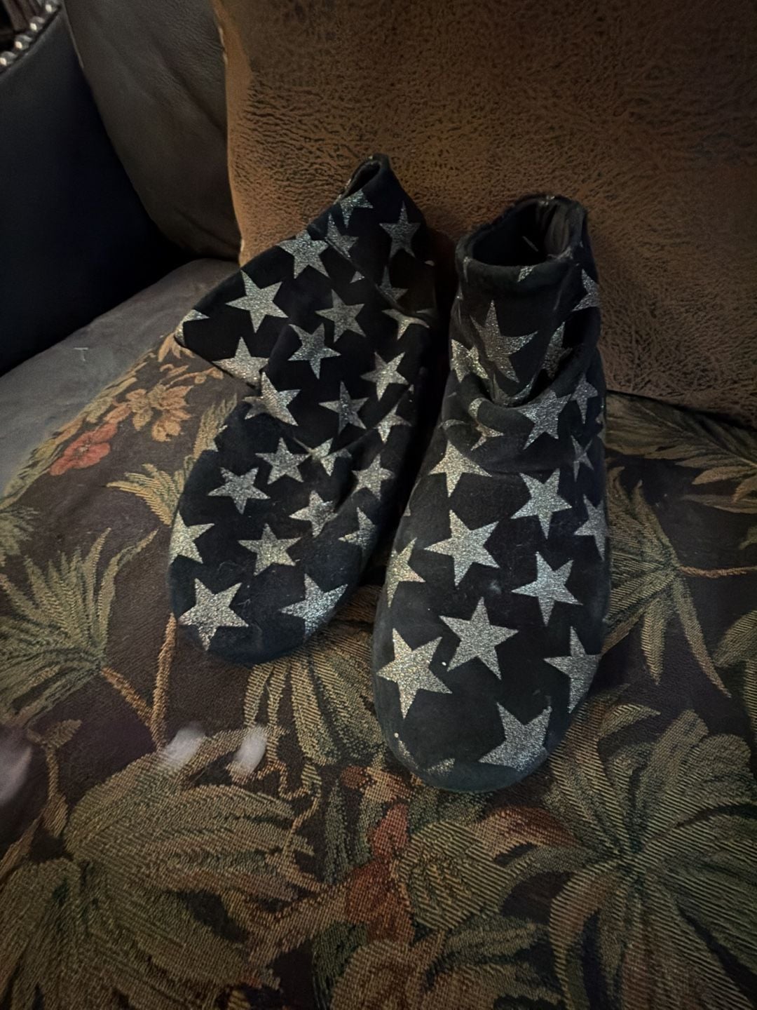 Manuel de Juan Ankle Boots Size 34 Black Star Print Suede 2