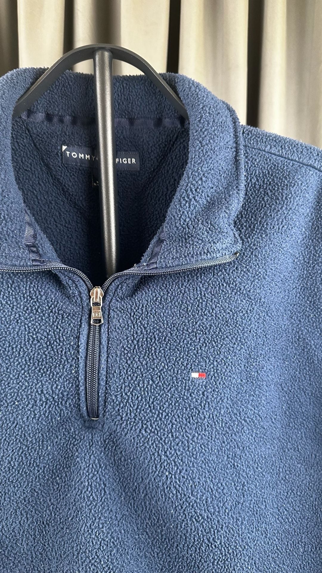 Tommy Hilfiger Quarter-Zip Fleece Pullover Size L Navy Blue 3