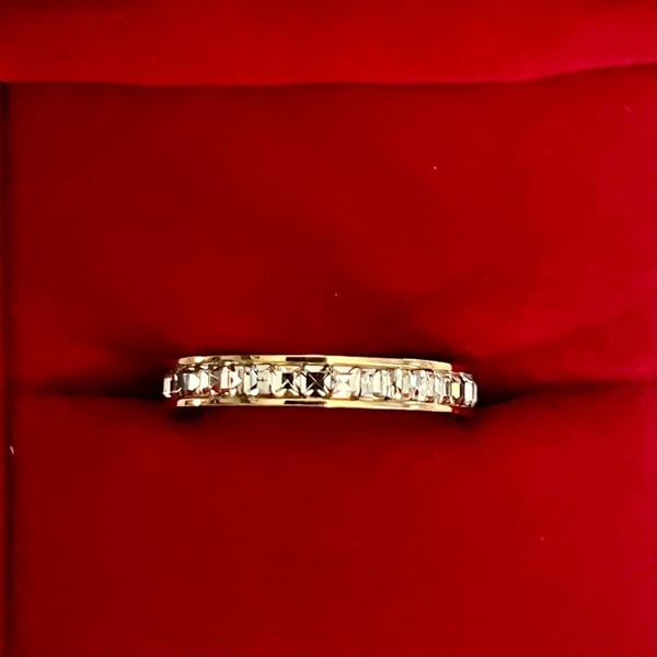 Tungsten Yellow Gold French Cut Channel Diamond 2mm Band Unisex Ring Size 9