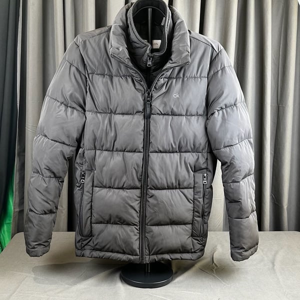 Calvin Klein Puffer Jacket Size S Black Quilted Bib Outerwear