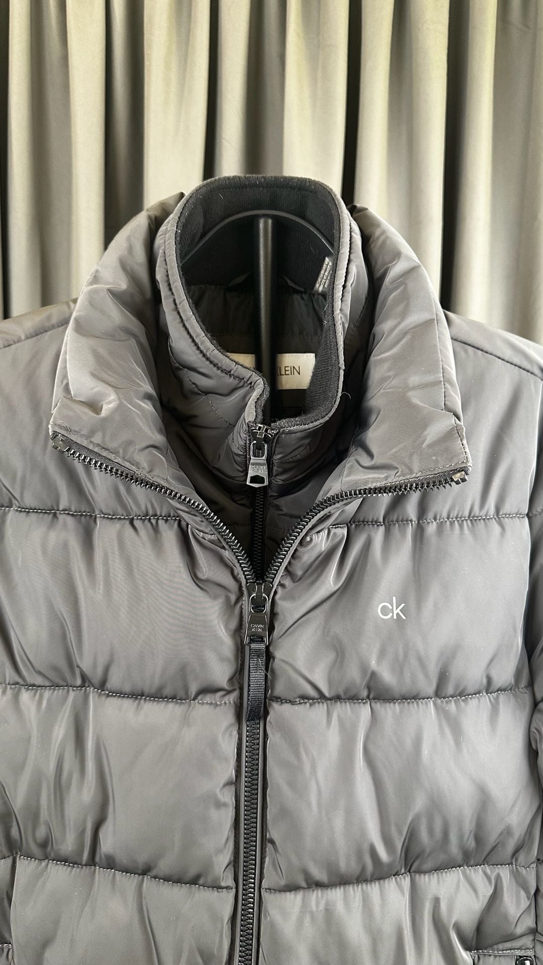 Calvin Klein Puffer Jacket Size S Black Quilted Bib Outerwear 3