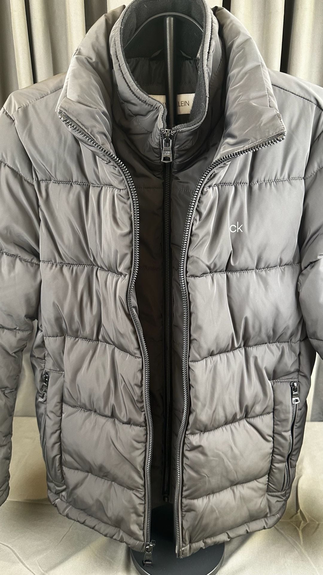 Calvin Klein Puffer Jacket Size S Black Quilted Bib Outerwear 4