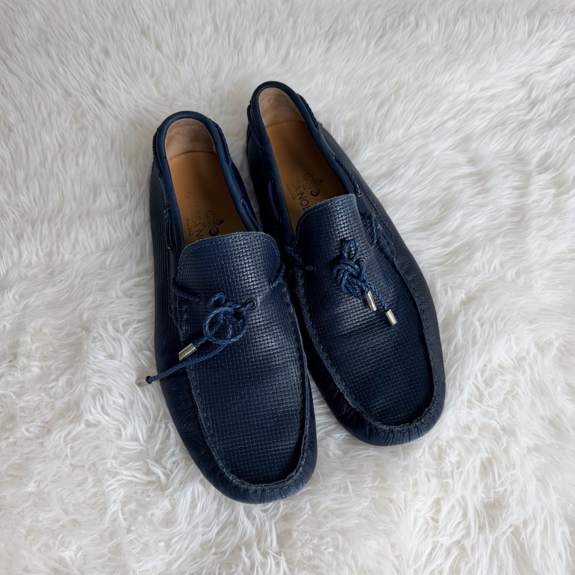 Andrea Nobile Loafers Size 43 Navy Blue Leather 2