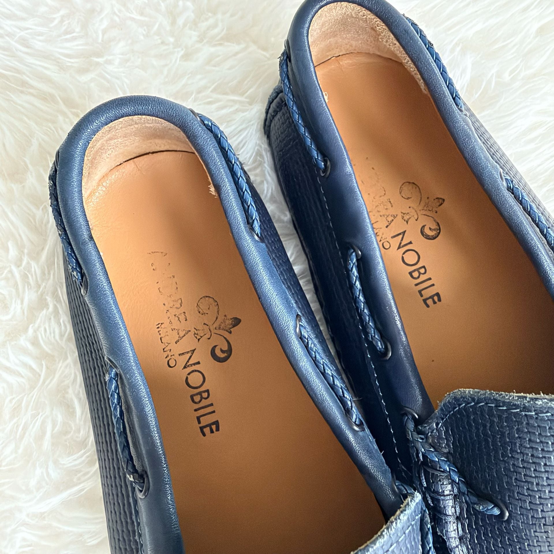 Andrea Nobile Loafers Size 43 Navy Blue Leather 3