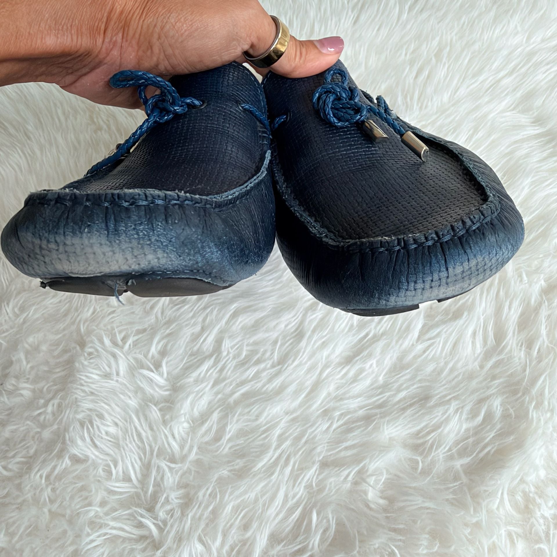 Andrea Nobile Loafers Size 43 Navy Blue Leather 4