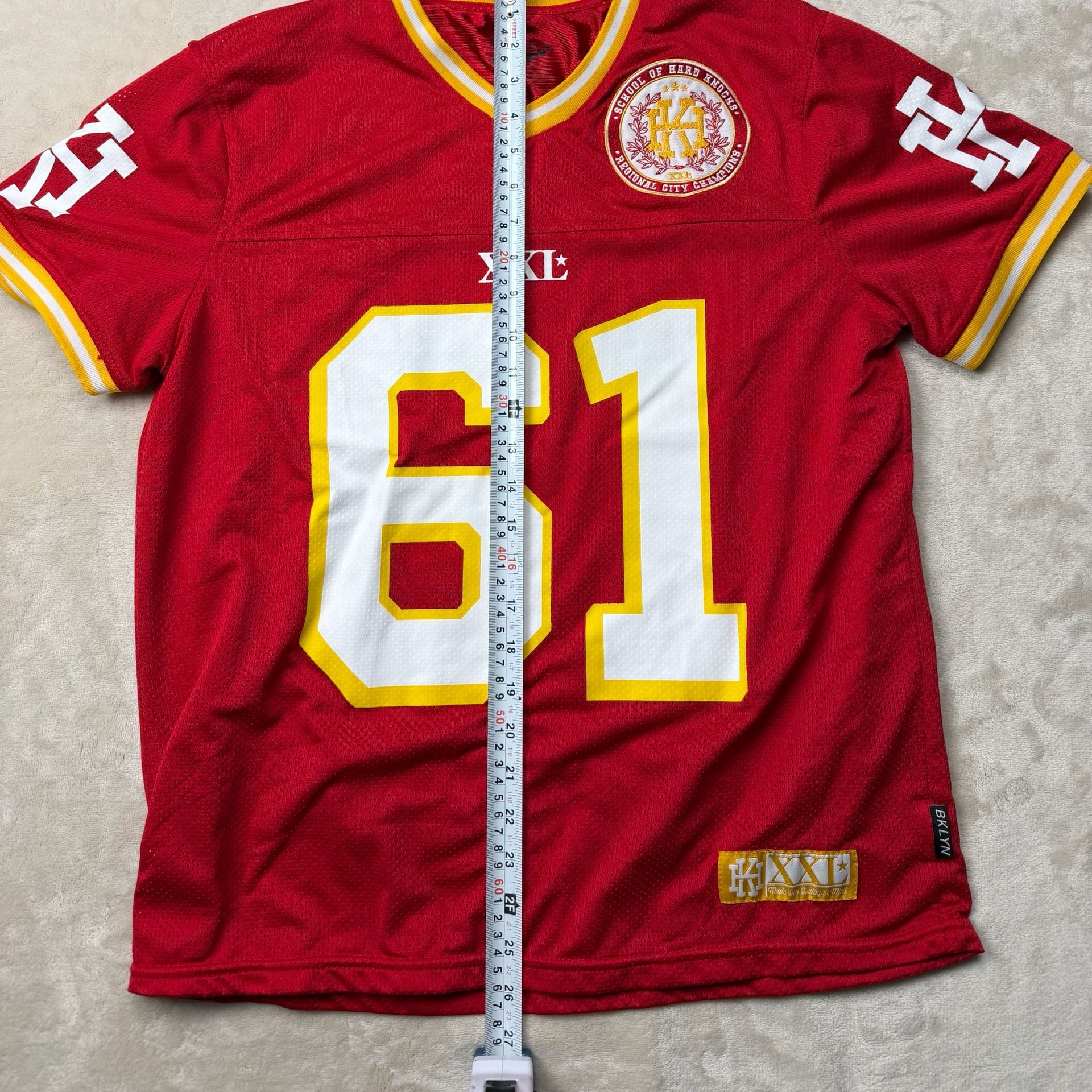 Vintage 2000’s School of Hard Knocks mesh Football Jersey Size M Red 61 9