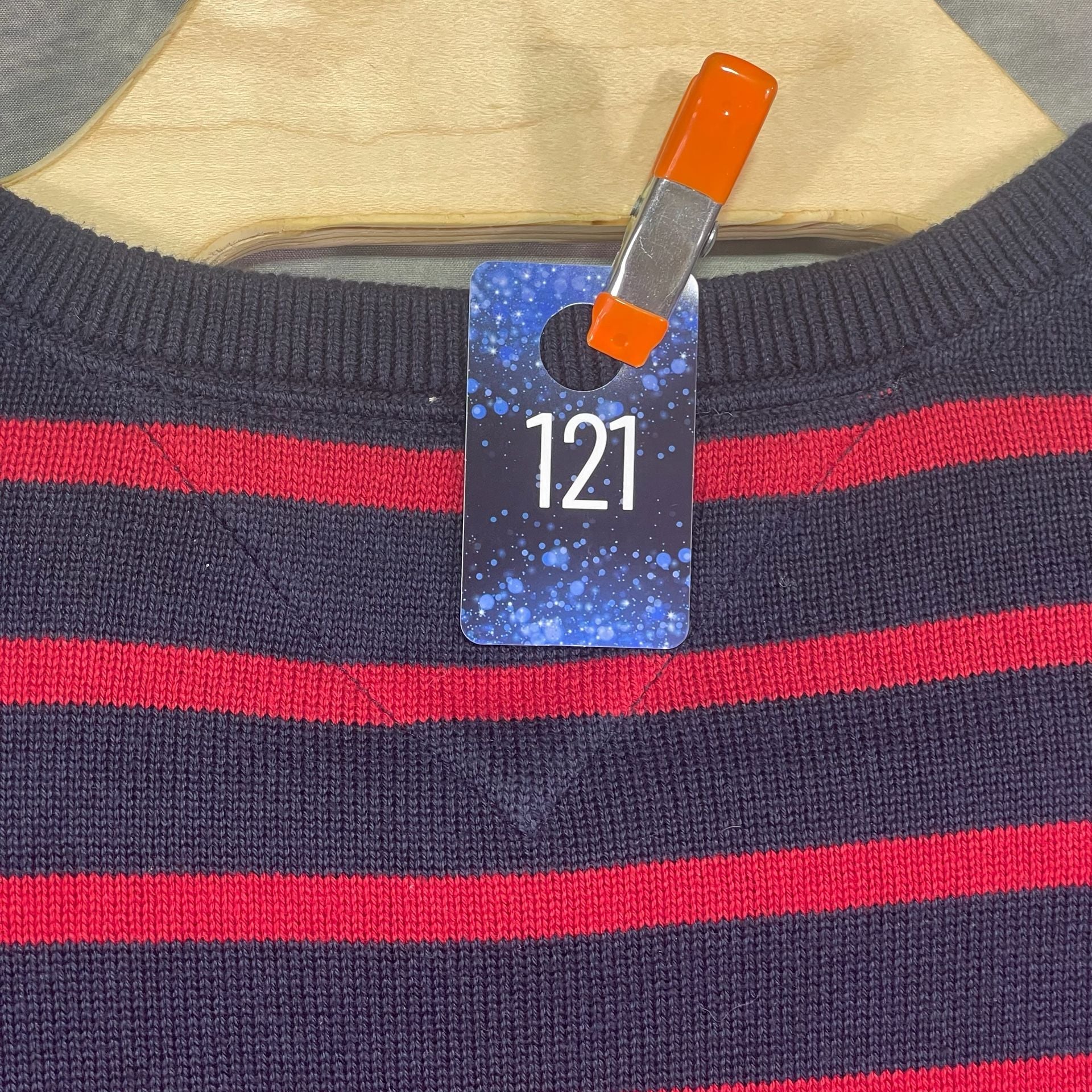 Tommy Hilfiger Crew Neck Striped Sweater Size XXL Navy Red White 9