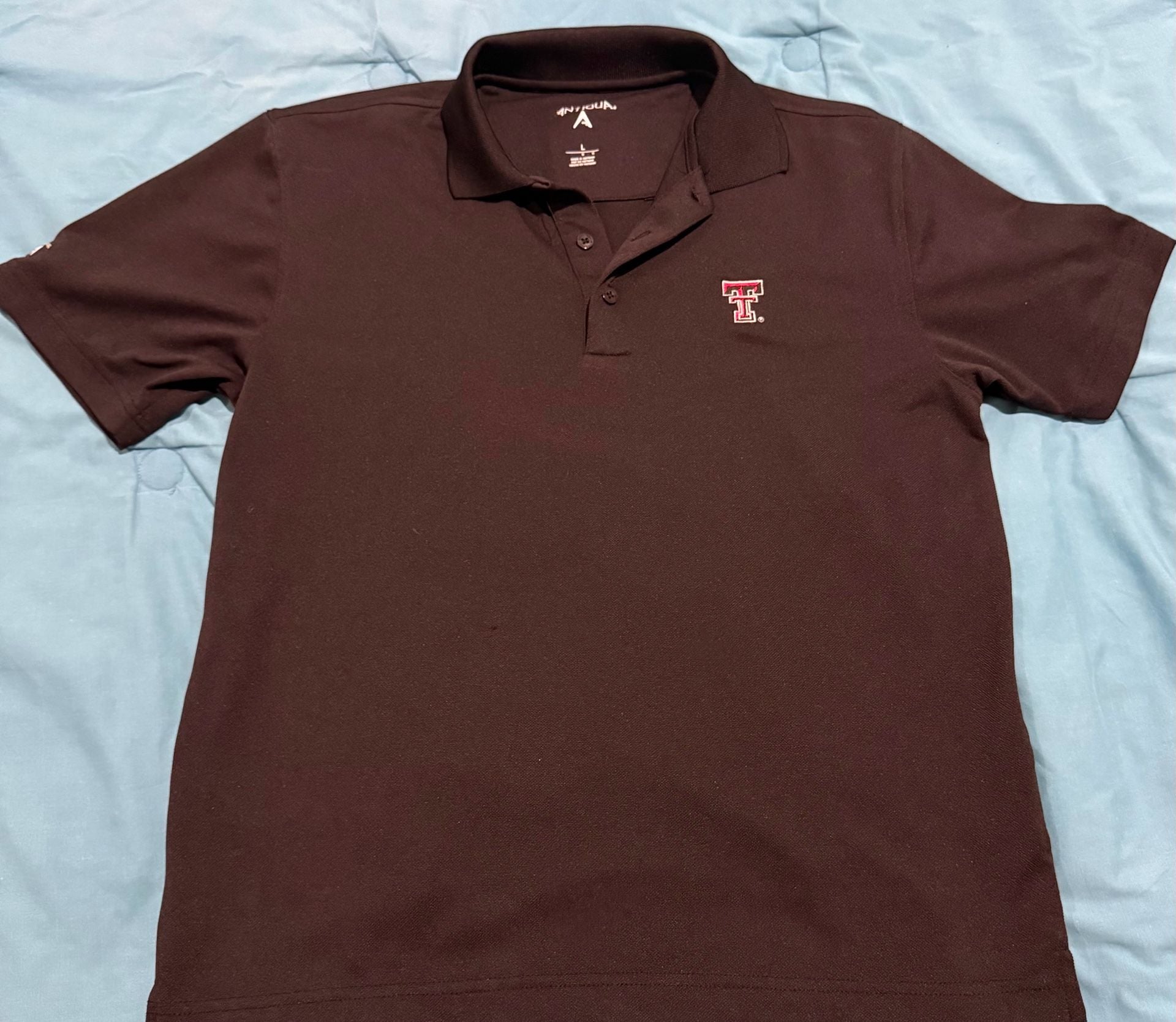 Antigua Texas Tech Red Raiders Polo Shirt Size L Brown Embroidered Logo 2
