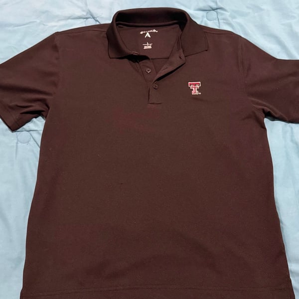 Antigua Texas Tech Red Raiders Polo Shirt Size L Brown Embroidered Logo