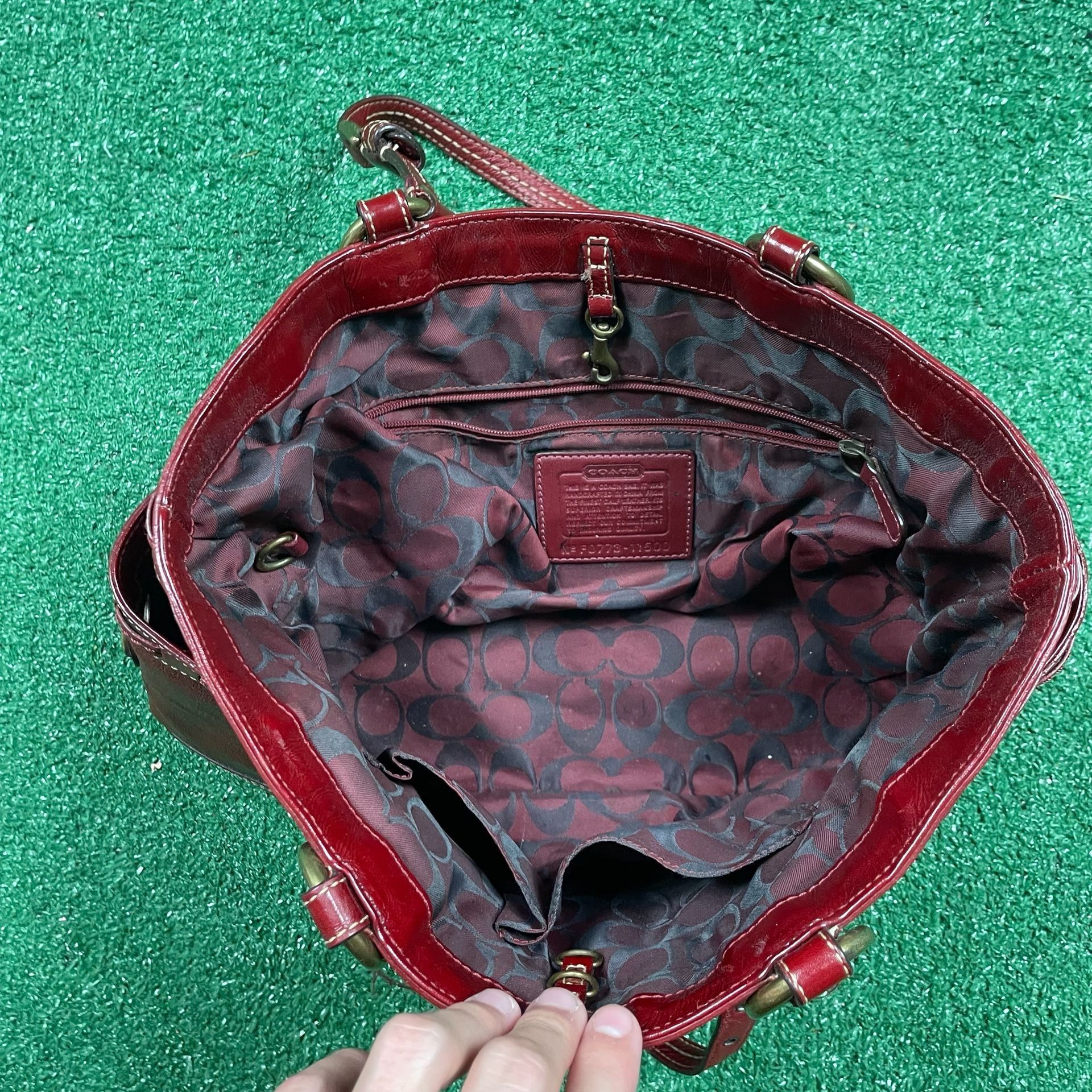 Coach Gallery East West Patent Tote Bag Crimson 7