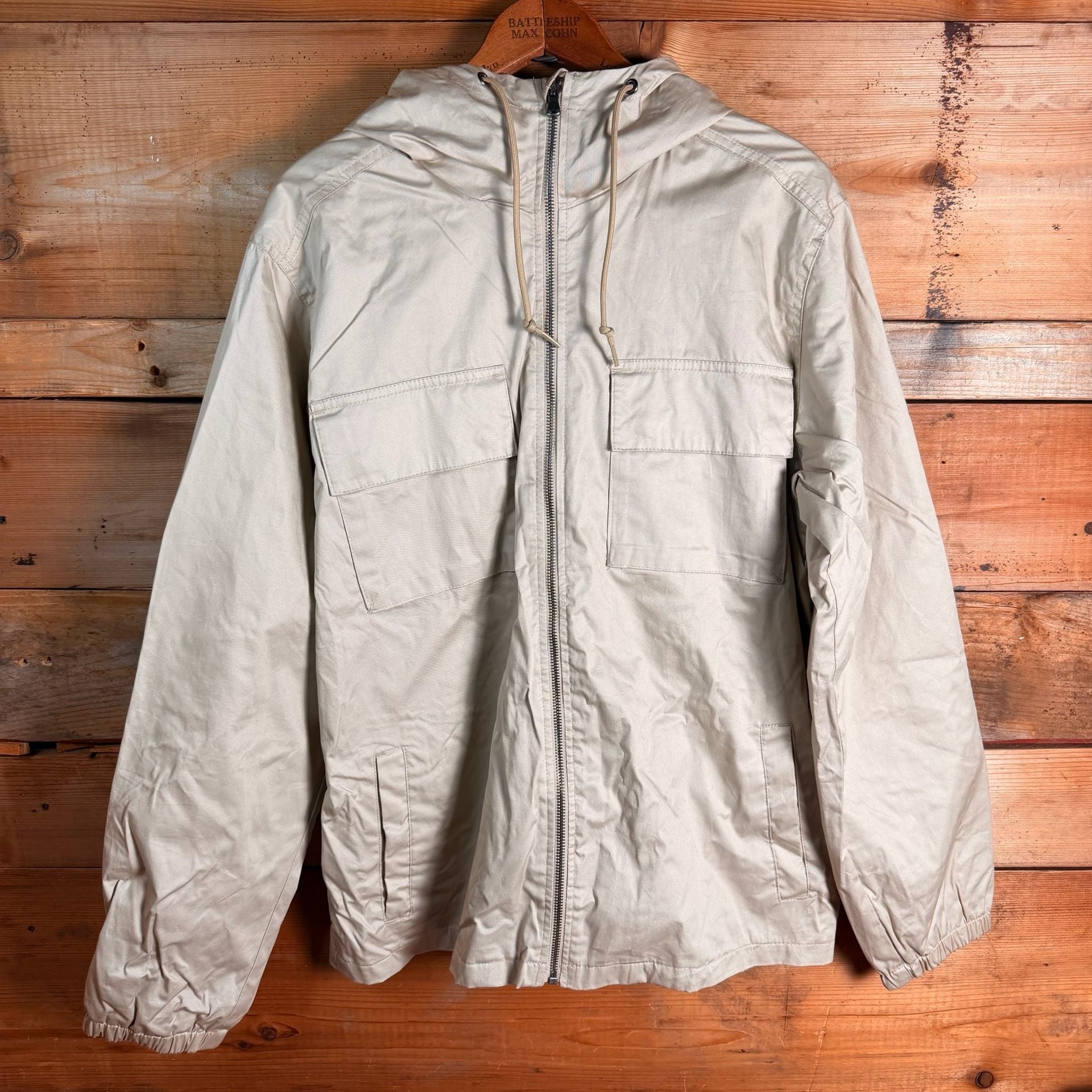 Old Navy GO-H2O Hooded Jacket Size M Tan Full Zip Utility 3