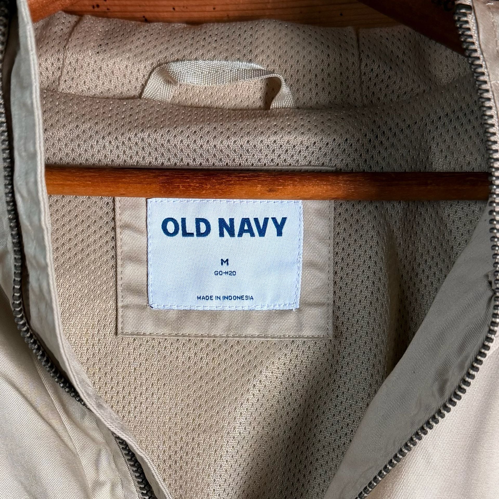 Old Navy GO-H2O Hooded Jacket Size M Tan Full Zip Utility 5