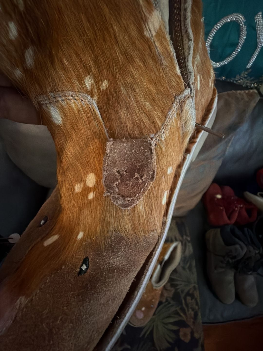 Mini Boden -size 35 real Fur Calf Hair Deer Animal Face Winter Boots Brown 11