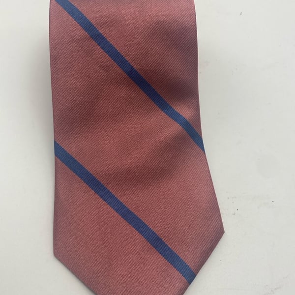 Oscar De La Renta Striped Silk Neck Tie Pink Blue