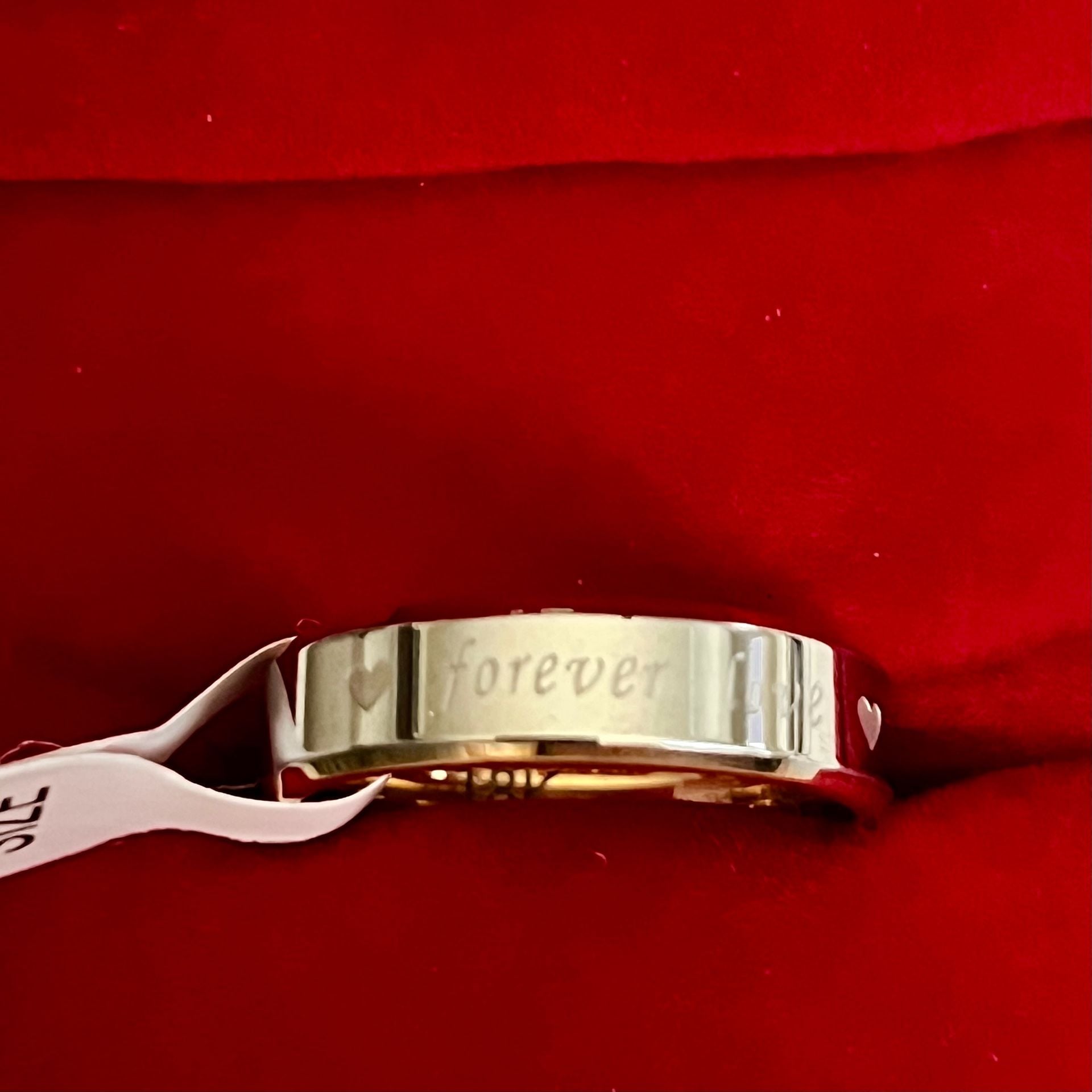 18K Tungsten “Forever Love”Engraved Two Tone Gold & Silver 4mm Band Size 9 2