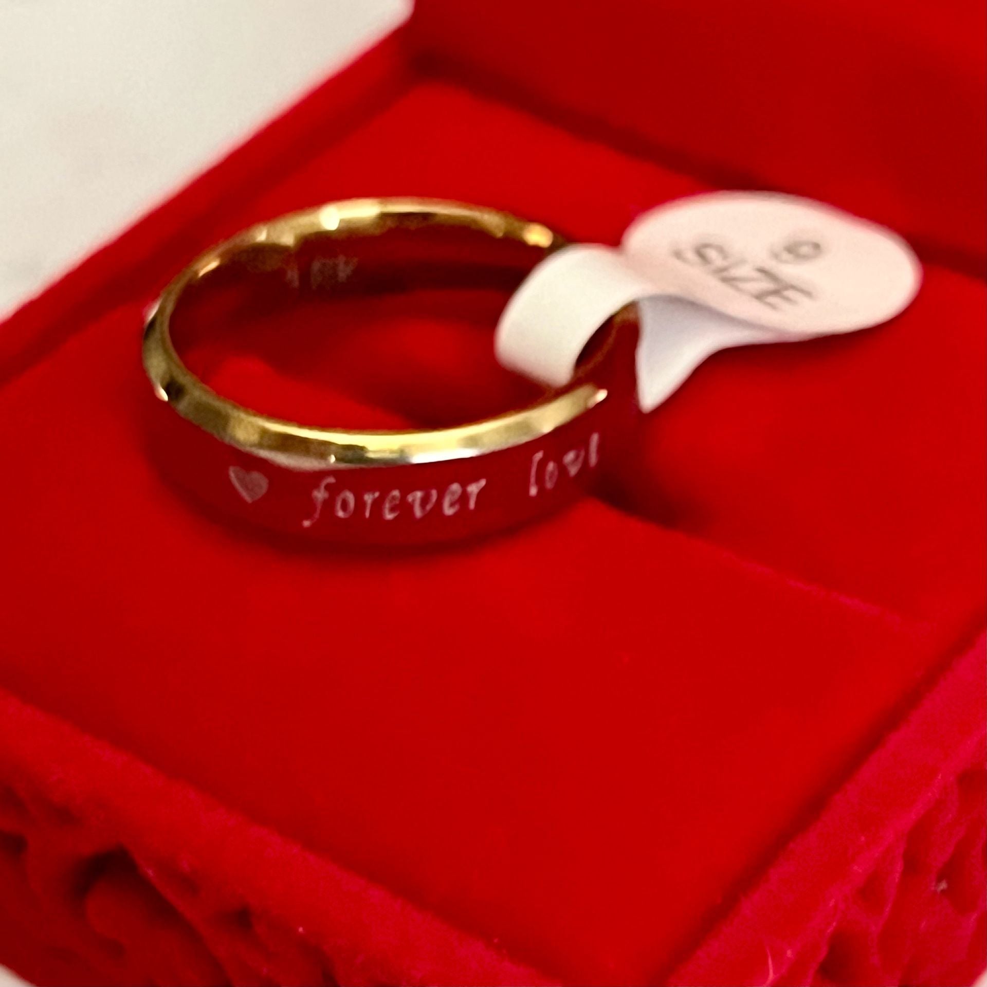 18K Tungsten “Forever Love”Engraved Two Tone Gold & Silver 4mm Band Size 9 5