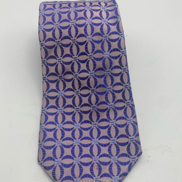 Fratelli Moda Silk Geometric Print Necktie Purple Blue