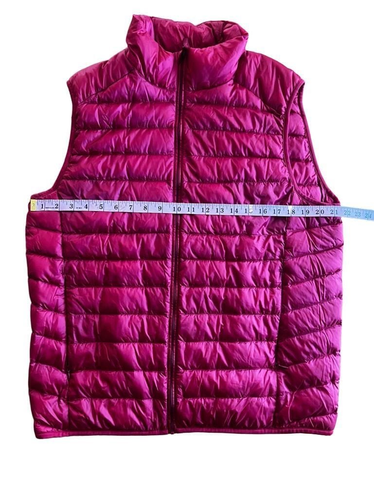 UNIQLO Down Puffer Vest Size L Raspberry Pink Lightweight Quilted Full Zip 9
