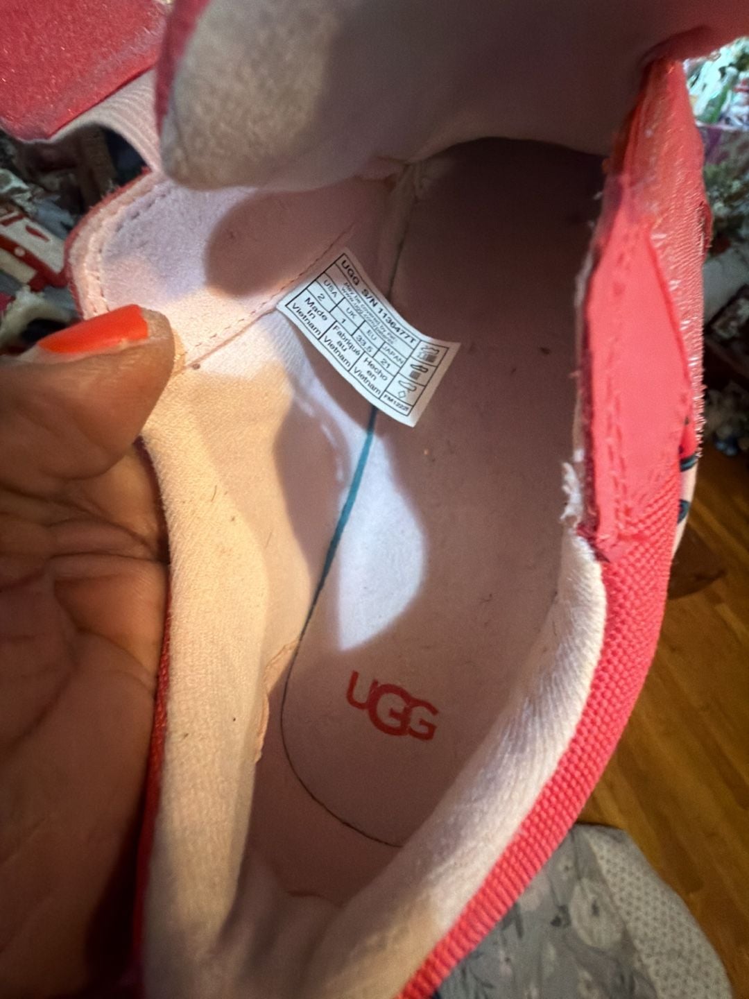 UGG Kids Sneakers Size 2 Pink Watermelon Print Slip On Shoes 1136477T 2