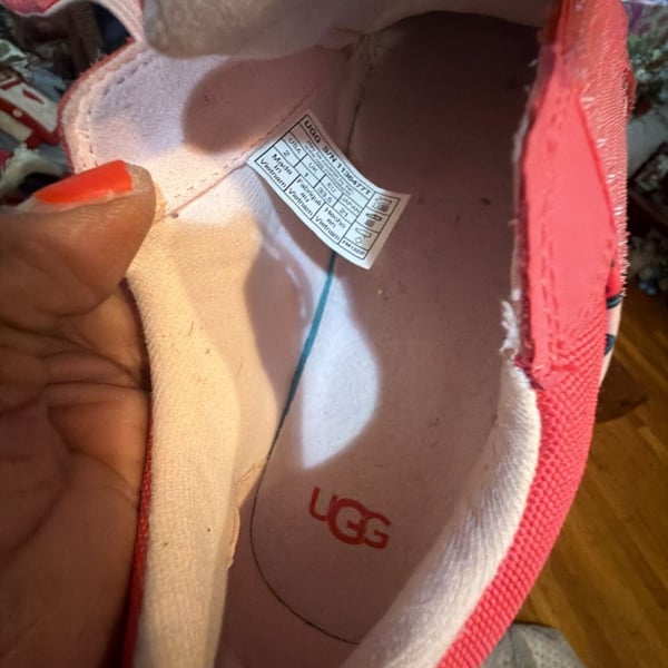 UGG Kids Sneakers Size 2 Pink Watermelon Print Slip On Shoes 1136477T