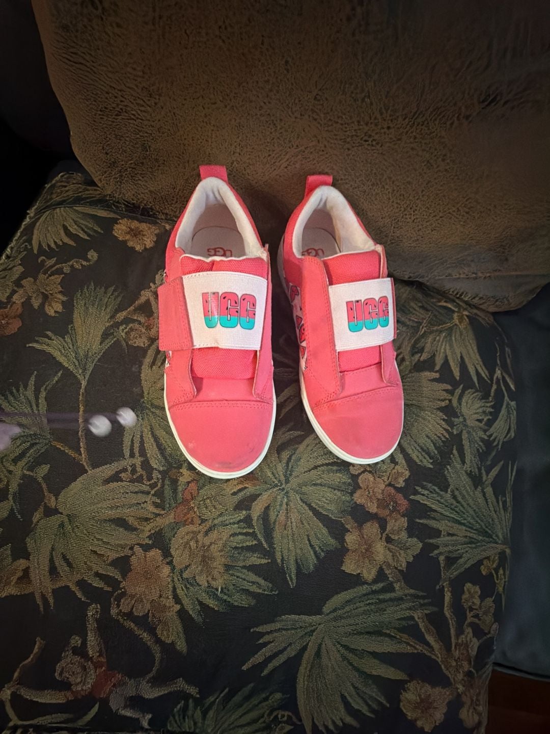 UGG Kids Sneakers Size 2 Pink Watermelon Print Slip On Shoes 1136477T 3