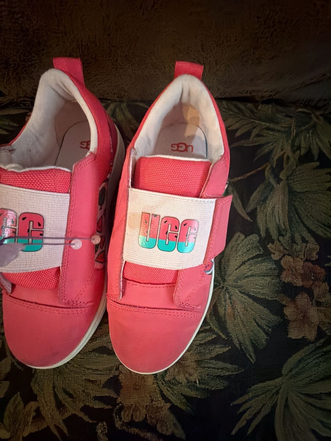 UGG Kids Sneakers Size 2 Pink Watermelon Print Slip On Shoes 1136477T 4