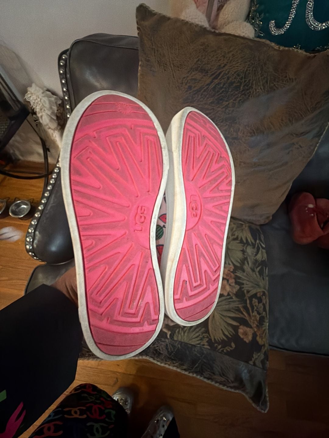 UGG Kids Sneakers Size 2 Pink Watermelon Print Slip On Shoes 1136477T 6