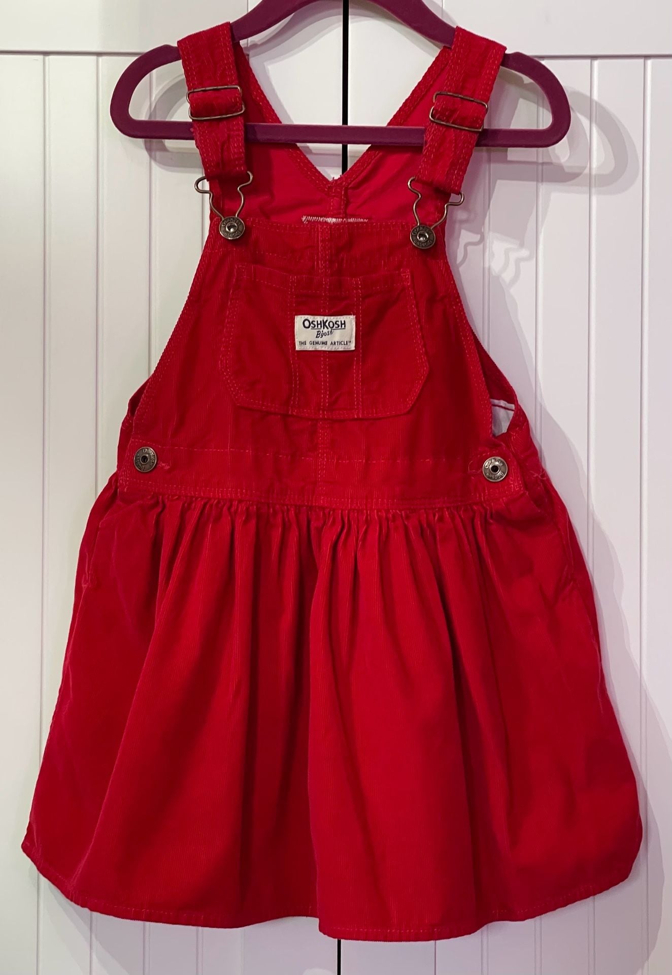 OshKosh B'gosh Corduroy Overall Dress Size 4T Red 2